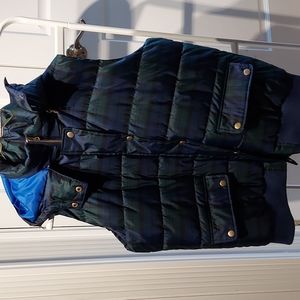 Vest with hood, Women's XL, blue and green plaid